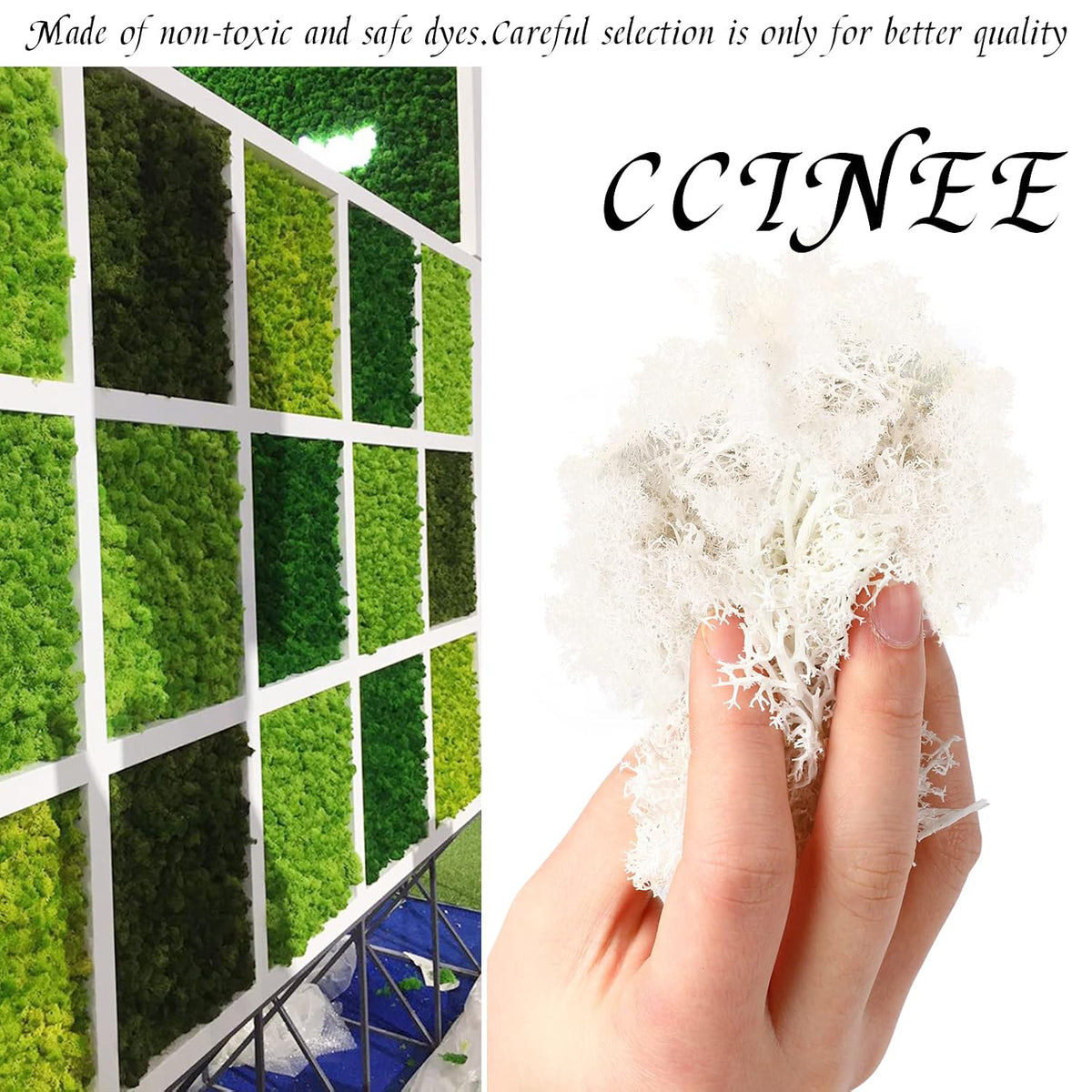 Moss Preserved, 4 OZ Fake Reindeer Moss for Potted Plants for Craft Arts Floral Wall Decor Wedding Centerpieces Fairy Garden Artificial Terrariums Decoration for Christmas(Black)