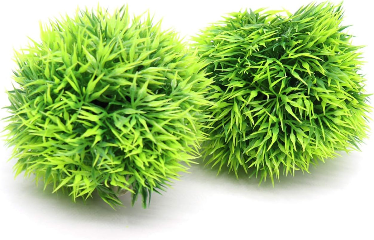 4 Pack Aquarium Plastic Plants Grass Ball, Artificial Marimo Balls Green Water Plants Fish Tank Decorations