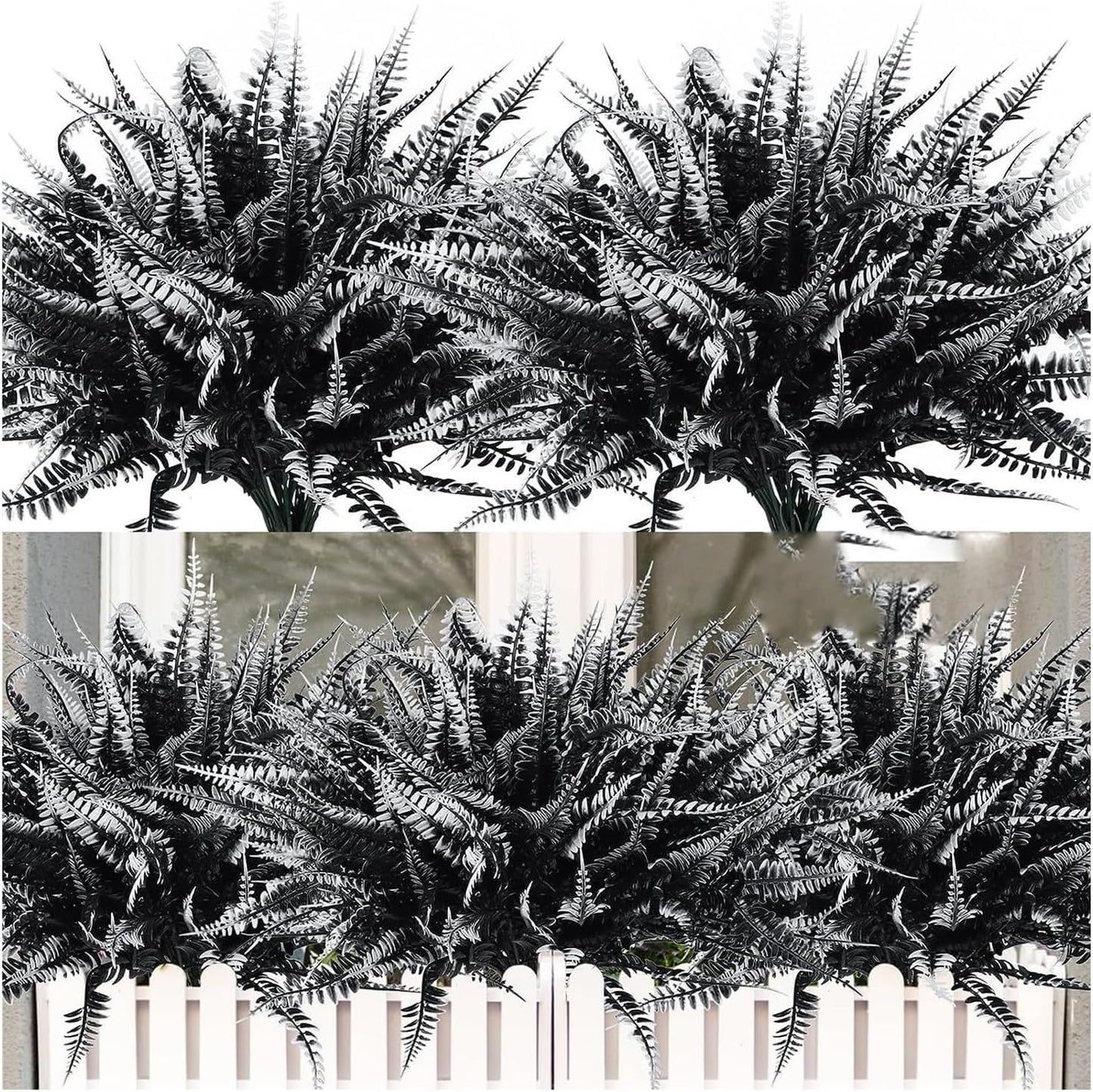 UV Resistant Lifelike Artificial Boston Fern - 2024 New Faux Boston Ferns Outdoor Planter Large, Realistic Fake Feen Hanging Silk Fern Stems Indoor Basket Plant Urn Fillers Front Porch (2, Green)