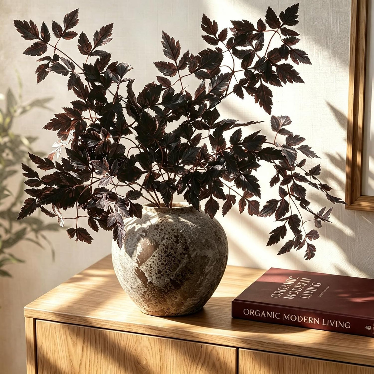 Artificial Maple Leaves Branches, 3 Pcs Artificial Cimicifuga Plant Leaf 31.4" Fake Fall Stems Plants for Vase, Faux Plants for Home Autumn Halloween Thanksgiving Party Table Centerpiece Decor