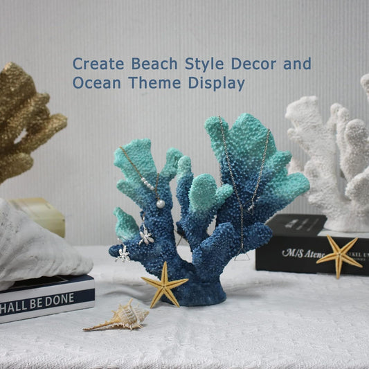 White Coral Reef Decor, Faux Artificial Coral Statue, Nautical Decor for Beach Theme Home, Wedding, Tabletop Decoration for Home Living Room Decor