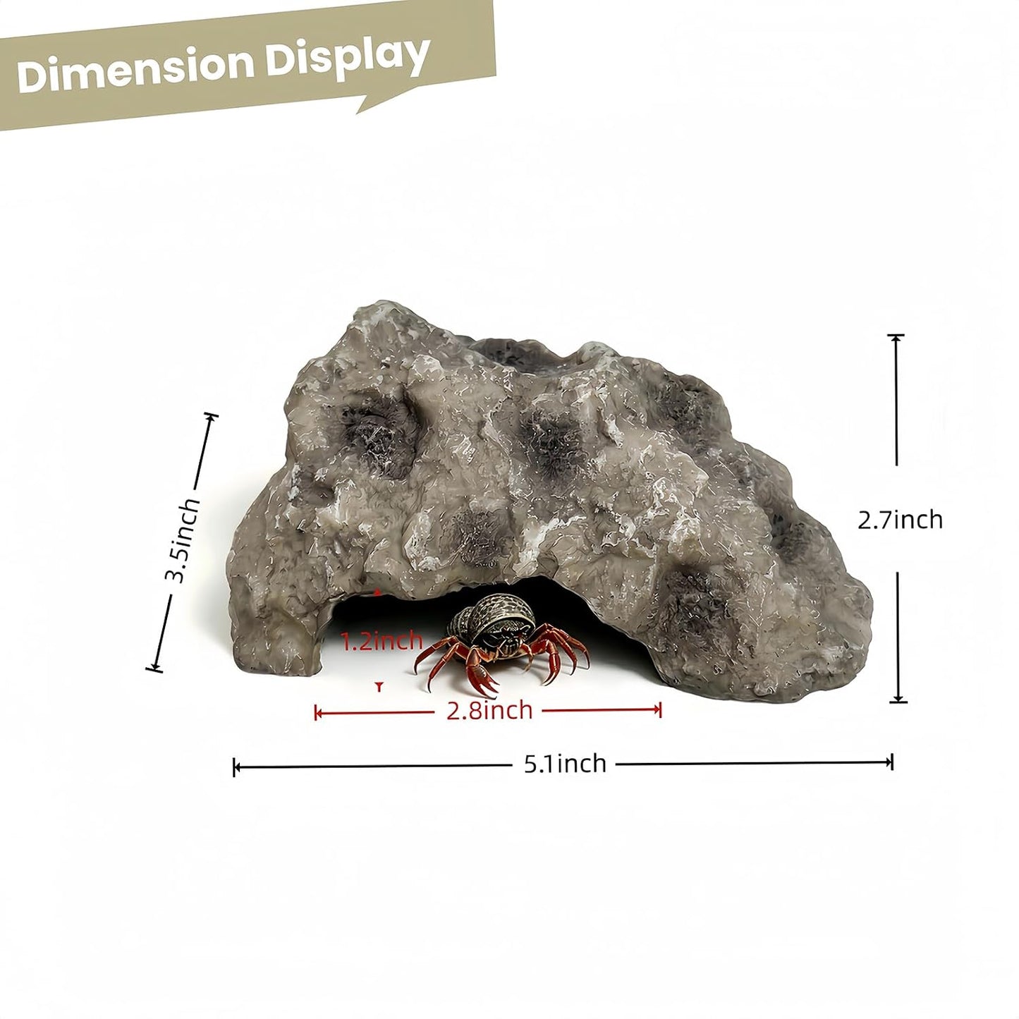 Reptile Rock Cave Hideout, Simulation Natural Rock Habitat Decor, Resin Reptile Hide Cave for Lizard, Gecko, Bearded Dragon, Snake, Tortoise, Amphibians Tank Accessories Decoration