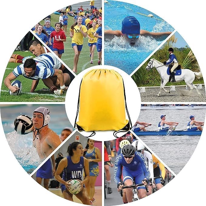 20 Pieces Yellow Cinch Sack Bags Bulk Gymsack for Christmas Sports Polyester Drawstring Backpacks for Heat Vinyl and Tie Dye Pull sinch Sackpack for Women and Men