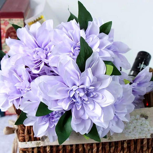 10 Heads Dahlia Fake Flowers Artificial Dahlia Flower Faux Flowers Purple