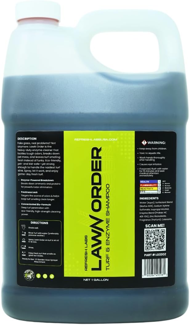 LawN Order Artificial Turf Cleaner & Odor Eliminator – Enzyme Powered, Pet & Kid Safe, Removes Pet Mess Smells (32 OZ Only)