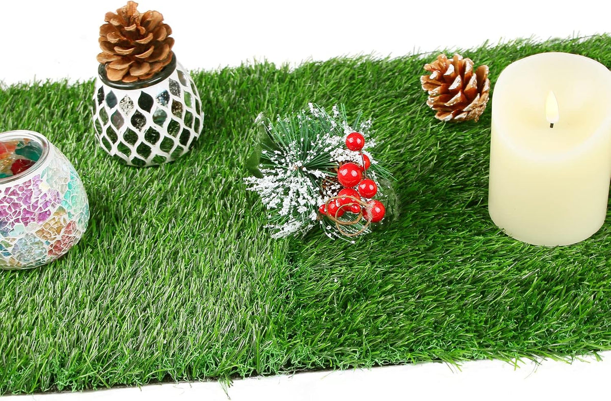 6 Pack Artificial Grass Square Placemats for Golf Party Decorations - 12"x12" Fake Grass Mats for Crafts Football Table Centerpiece, Realistic Synthetic Pet Dog Turf Patch
