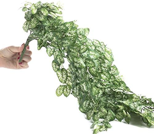 Dripping Variegated Artificial Ivy Bush – Cascading Faux Ivy Greenery