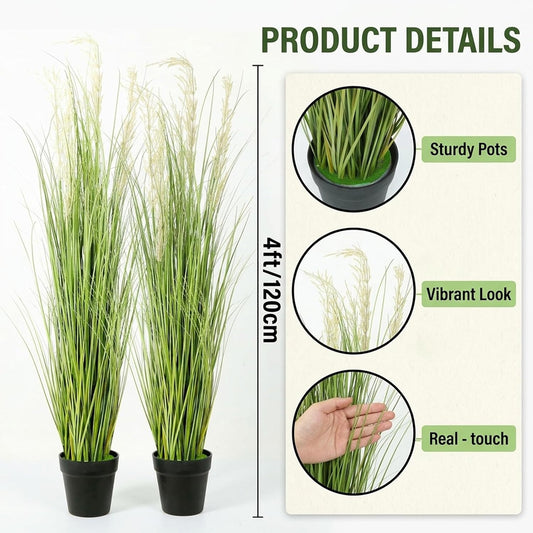 6 PCS 4 ft Tall Artificial Grass for Outdoor Indoor Fake Pampas Plant