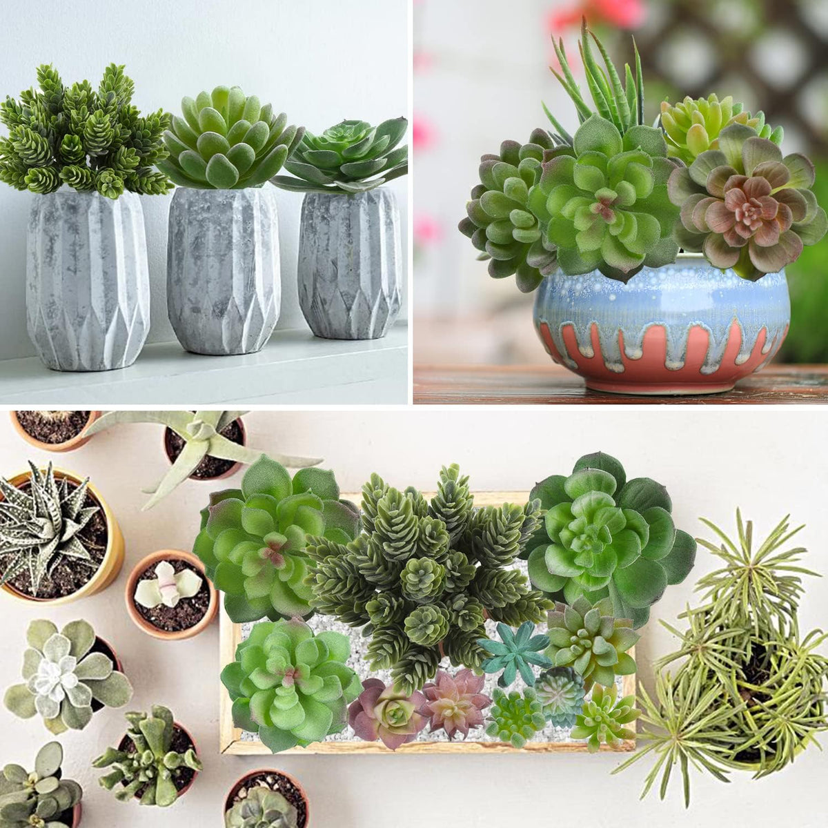 18pcs Mini Artificial Succulent Plant,Flocked Faux Succulent for Floral Wall Garden Arrangement Home Office Decor,Unpotted