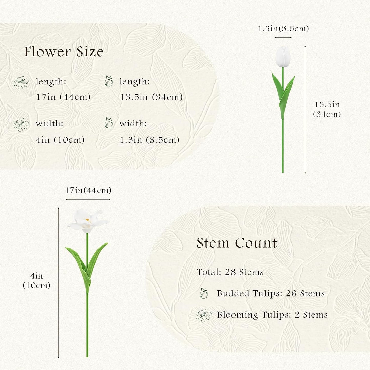 10Pcs White Tulips Artificial Flowers | Real Touch PU Faux Tulips, 9 Buds & 1 Fully Blooms Fake Flowers, Home Decor, Easter Spring Table Arrangement