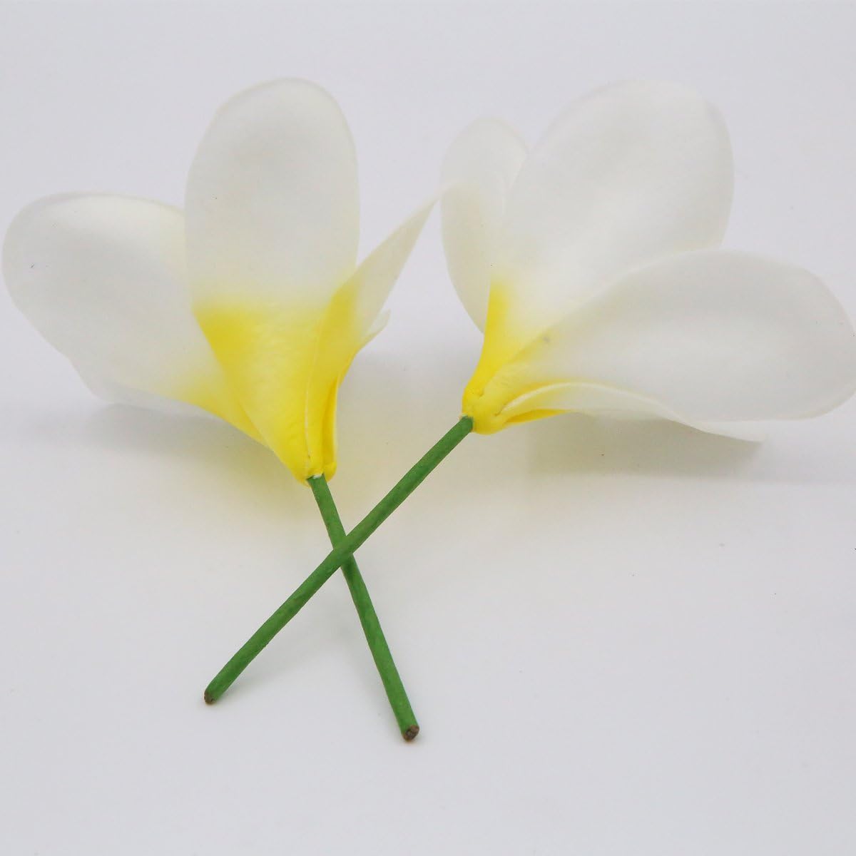 Bunch of 10 PU Real Touch Lifelike Artificial Plumeria Frangipani Flower Bouquets Fake Wedding Cake Home Party Decoration (White)