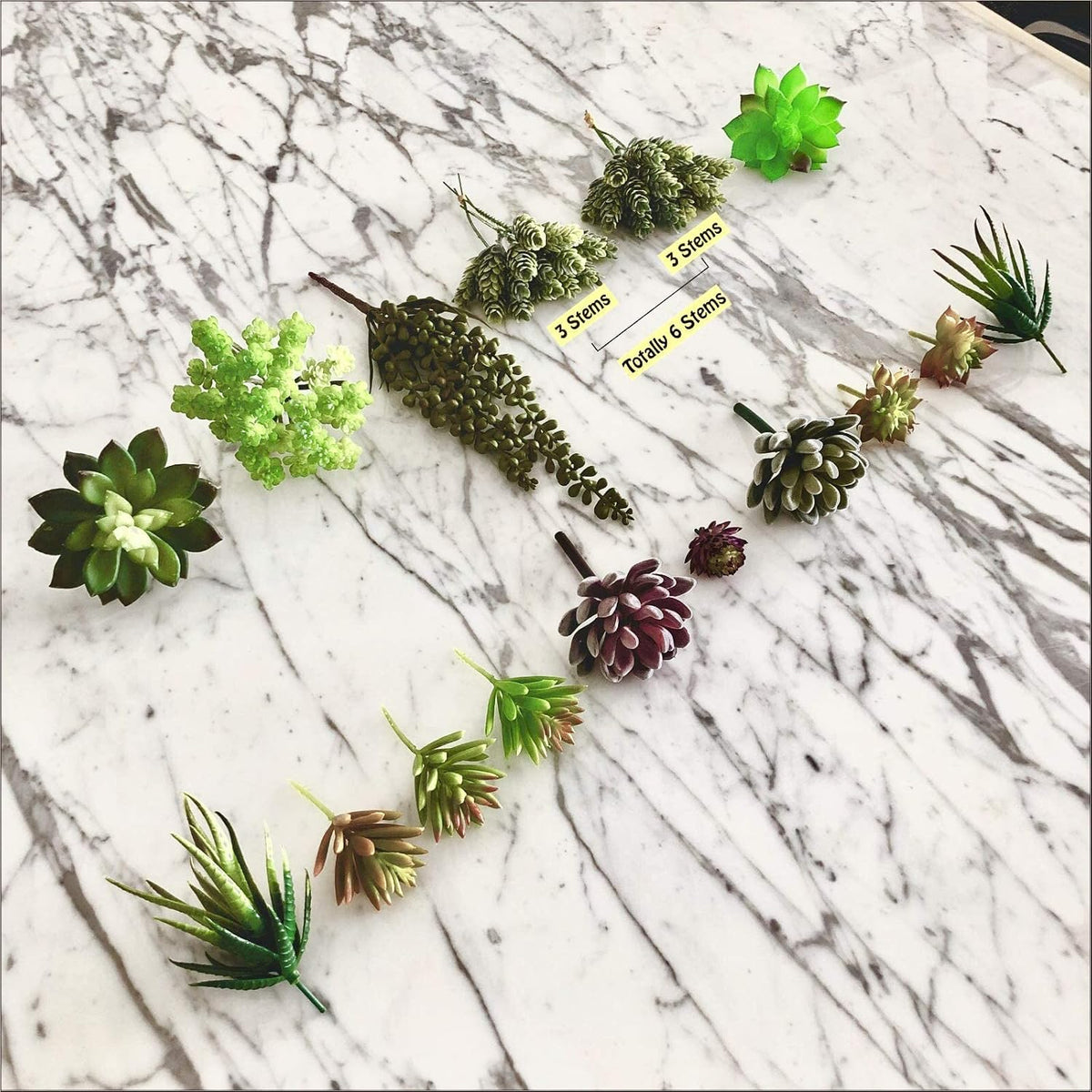 Artificial Succulent Plants - 18 Pack - Premium Fake Plants - Double Flocked Succulents - Realistic Textured Cactus - Face Succulent Plants - Mini Faux Succulents - Face Plant Decor