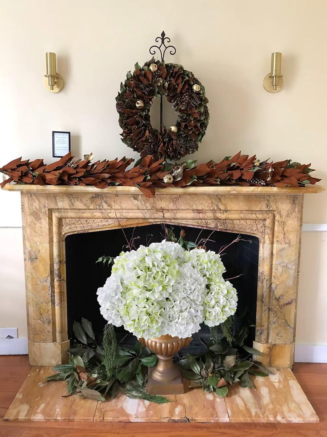 5 Pcs Dark Blue Silk Hydrangeas Artificial Flower Boho Dried Touch 20'' Faux Hydrangeas for Fall Indoor Home Decor Kitchen Living Room Outdoor Porch Wedding Flower Arrangement