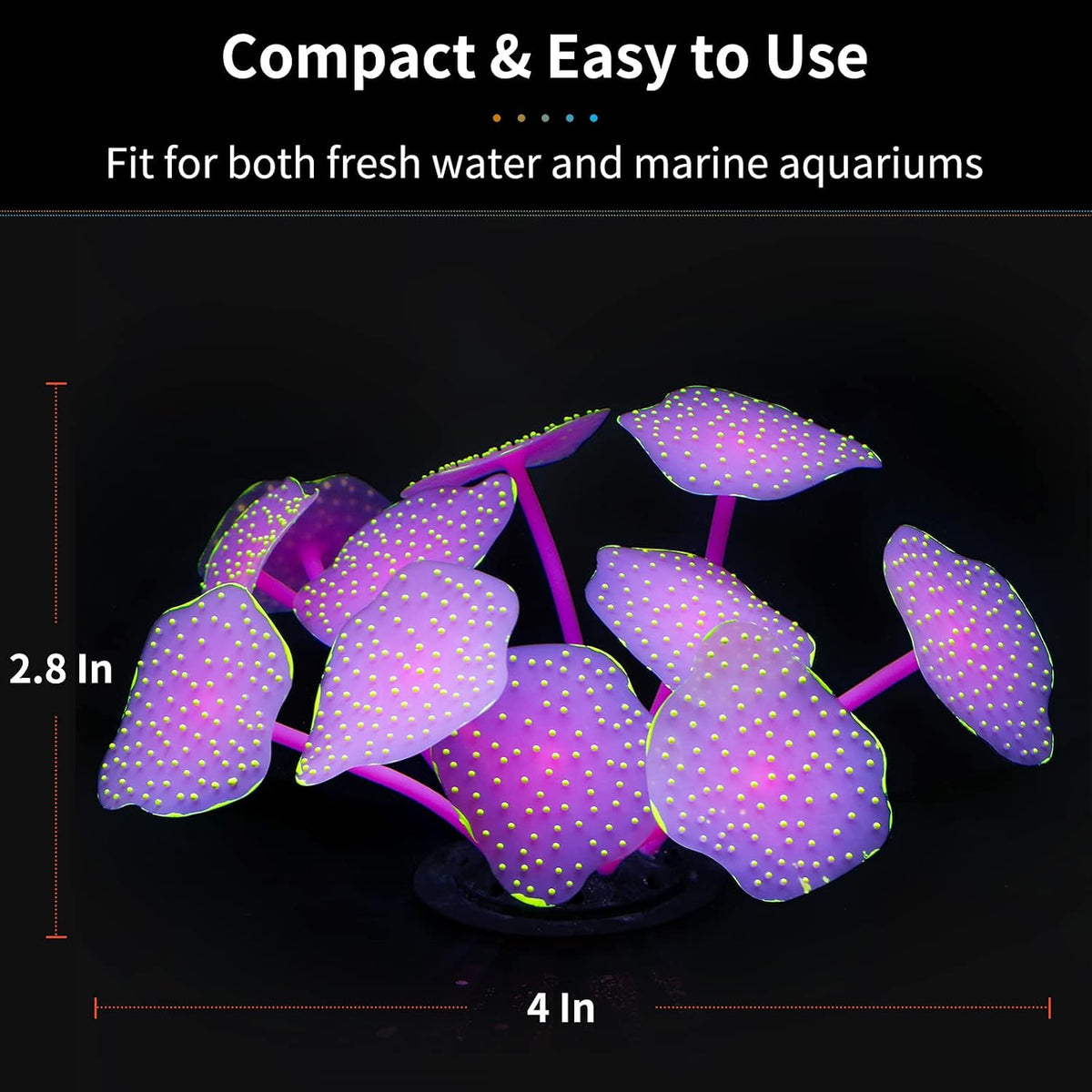 Silicone Coral Plant Decorations Glowing Artificial Ornament for Fish Tank Aquarium, Green, Ball Shape