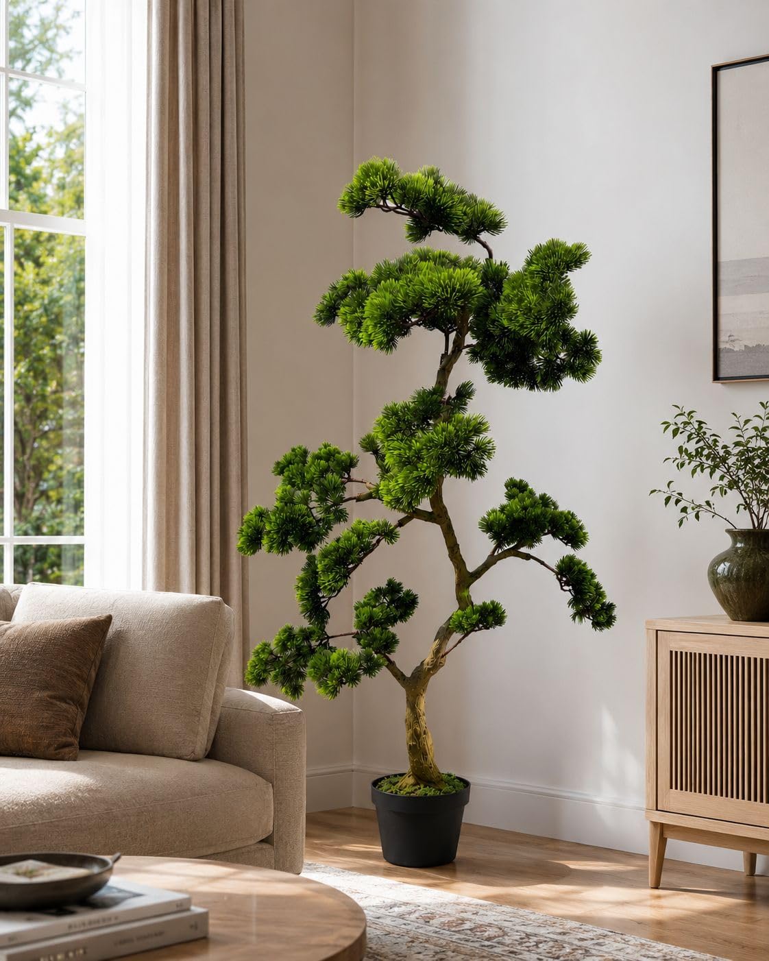 5ft Artificial Bonsai Tree – Large Faux Indoor Plant with Ceramic Pot, Realistic Fake Tree for Home Decor, Office, Living Room
