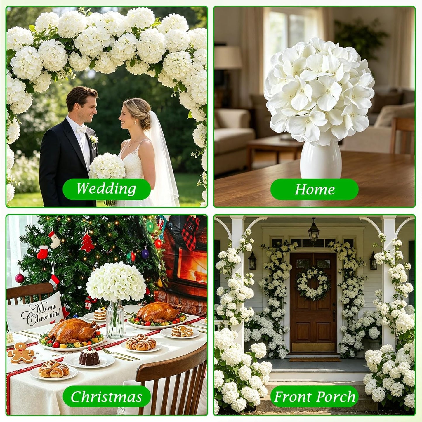 80PCS White Hydrangea Artificial Flowers,Silk Faux Hydrangeas for Wedding,Bulk Fake Flowers Heads with Stems,Easy to assemble,Artificial Flowers for Centerpieces,Home,Party,Baby Shower(No Vase)