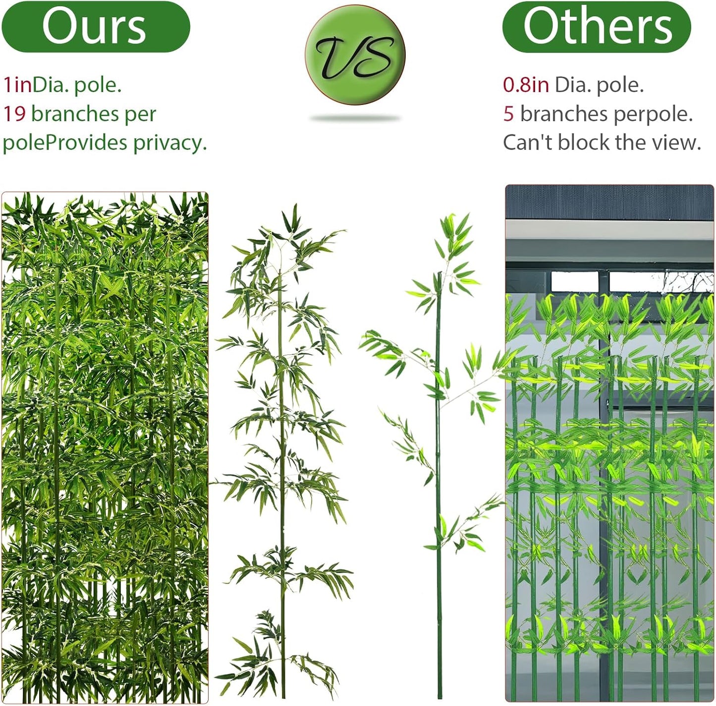 6ft, 20 Pack Fake Bamboo Outdoor Artificial Bamboo Plants | Designed for Patio and Deck Privacy,Also Can Be Used for Screen Dividers and backyard Decoration