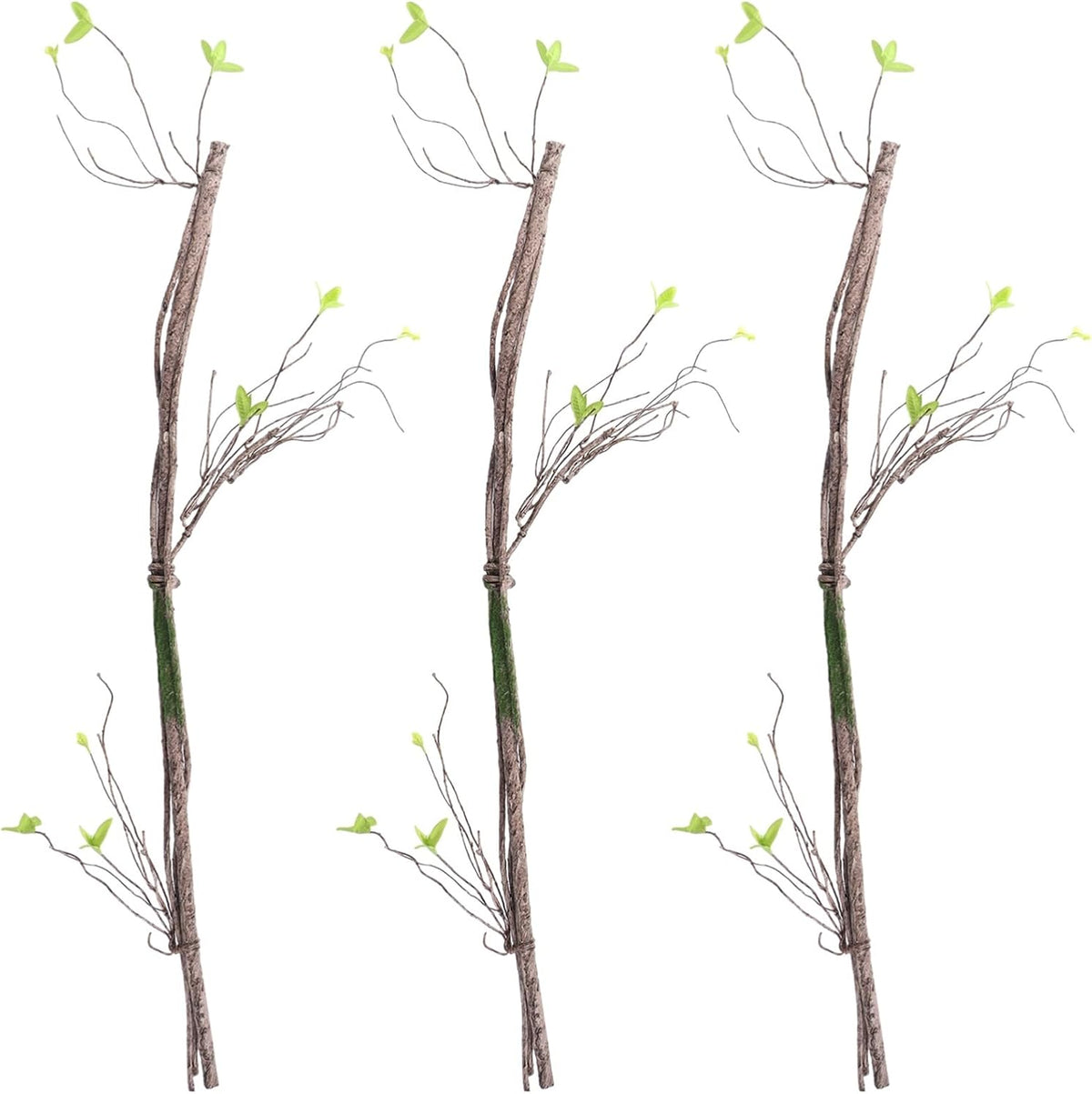 3 PCS Artificial Bendable Tree Branches, Realistic Faux Dried Branch with Moss, Flexible Vine-Style Twigs with Leaves, Craft Stems for Home Decor, Floral Arrangements, Wreaths, Seasonal Displays