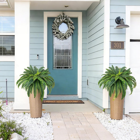 45" Fake Ferns Artificial Plants Large,Set of 2 Artificial Boston Ferns Faux Hanging Fake Plants for Outdoors Planter Home Garden Decor,60 Branches
