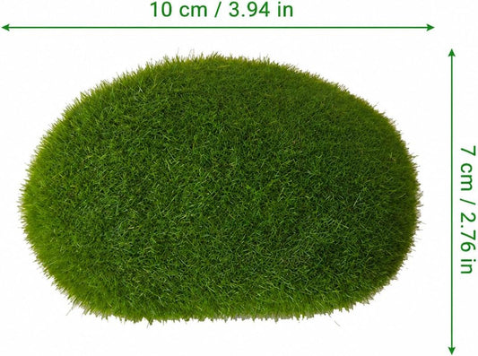 Artificial Moss Balls for Aquarium, Fake Moss Ball Decorative Rocks, Green Moss Covered Stones for Fish Tank Decor, Terrarium, Fairy Garden, Floral Arrangements (Extra Large 3 pcs)