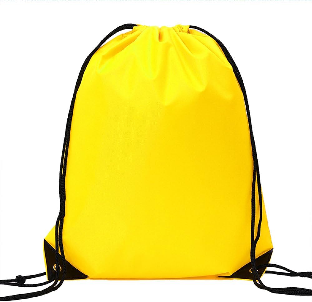 20 Pcs Drawstring Backpack Bulk Draw String Bags Cinch Polyester Bag for Gym Sport, Yellow