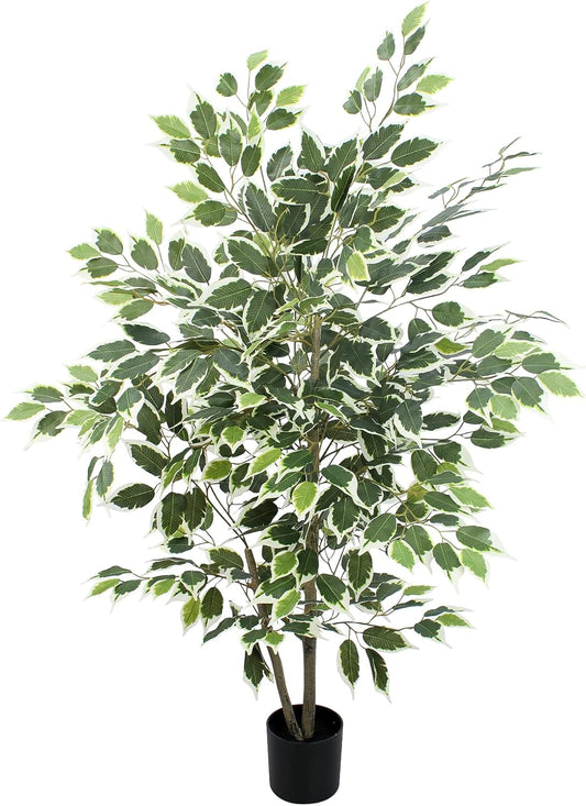Artificial Ficus Tree - 4 FT Tall Silk Fake Tree with Pot - Lifelike Foliage & Branches for Indoor/Outdoor Decor