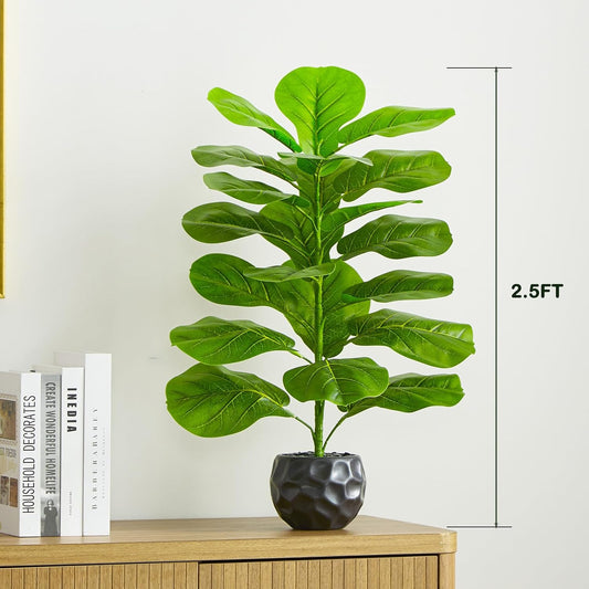 Faux Fiddle Leaf Fig Tree 5FT, Large Artificial Plants Indoor | Tall Fake Ficus Lyrata Plant in White Pot, Realistic Green Lush Silk Floor House Trees for Home Room Office Porch Decor