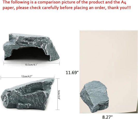 Reptile Cave Resin Hiding Habitatfor Small Reptiles | Aquarium Fish Hideout Shelter for Lizards, Made of Resin, Decor Ornament, Sturdy and Durability, Easy to Clean