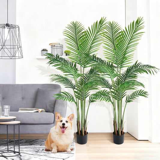 5.2FT Artificial Realistic Large Palm Tree 11 Leaves Faux Palm Potted Plant