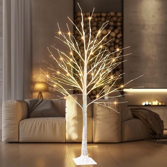 144 LED Lighted Birch Tree, 6 FT Pre-lit Artificial Christmas Trees for Thanksgiving Christmas Decorations Indoor Home Bedroom Outdoor Festival Wedding Party, Warm White