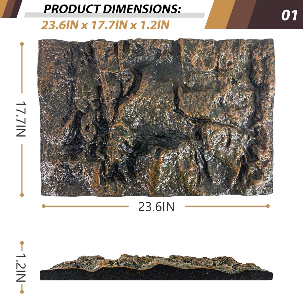 17.7x11.8in Rock Terrarium Background,3D Reptile Tank Background Board,Amphibian Stereo Backdrop Wall,Lizard Snake Gecko Spider Fish pet silo Background Decorative Panel(Paleyellow)