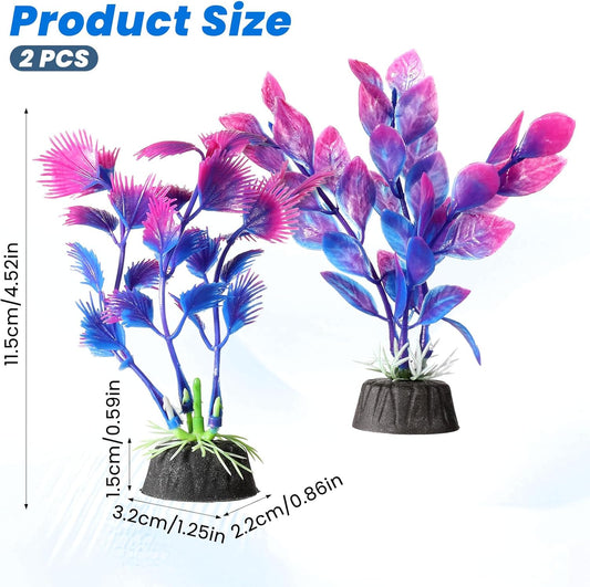 2 Pcs Plastic Artificial Floating Aquarium Plants Small Aquarium Plant for Betta Fish Tank 4.5 Inch Fish Tank Decorations Aquatic Water Grass Plastic Artificial Plant Reptiles Plants