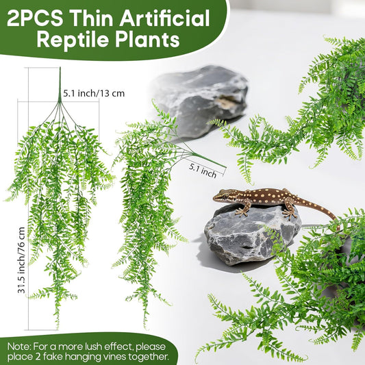 2PCS Fake Hanging Plants - Artificial Reptile Habitat Vines