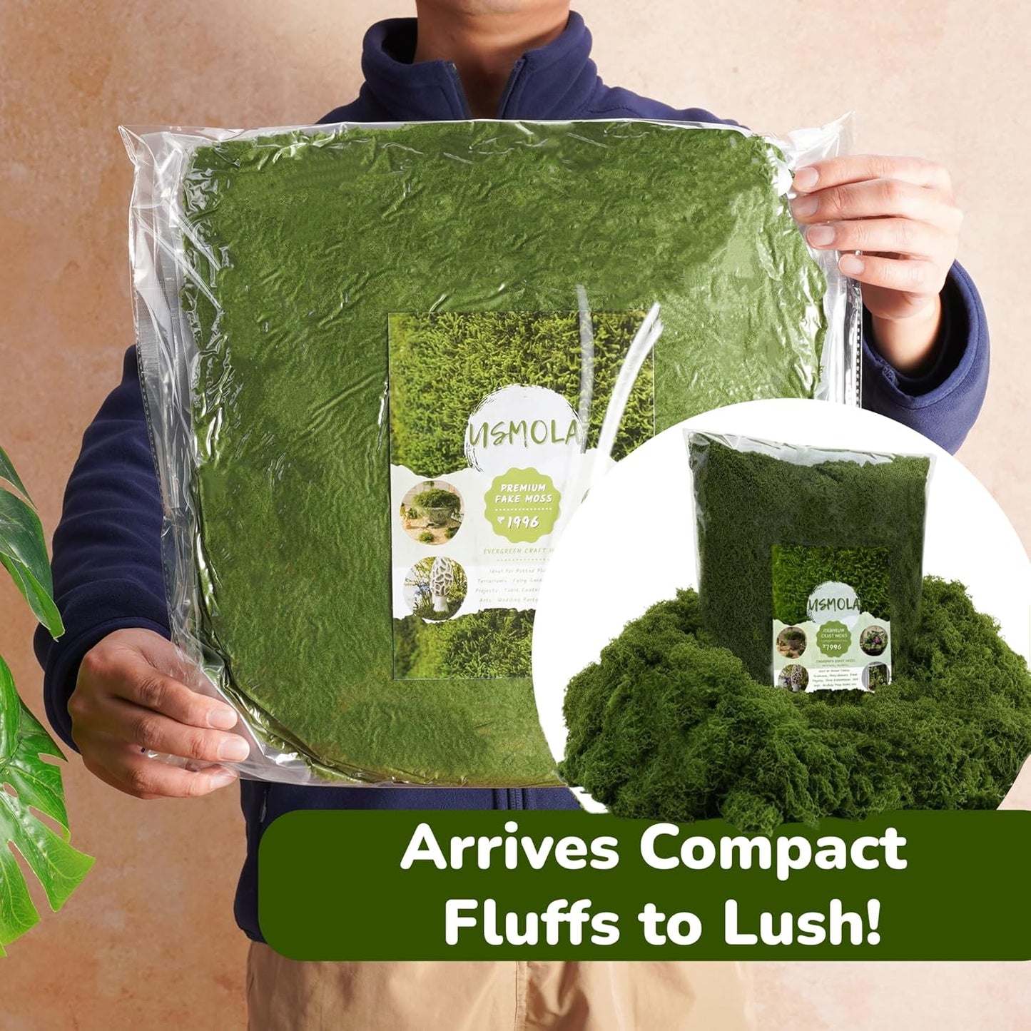 1.5LB Bulk Moss for Decorating - Fake Moss for Crafts, Potted Plants, Fairy Gardens, Terrariums & Wedding Displays | Natural Look Faux Grass (Dark Green)
