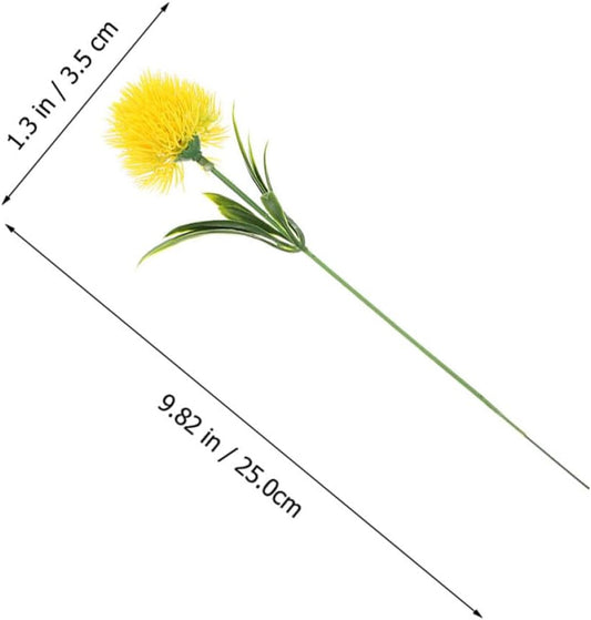 Faux Dandelion Artificial Flowers Bouquet Lifelike Yellow Simulation Dandelion for Wedding Home Office Table Decoration 9.84In