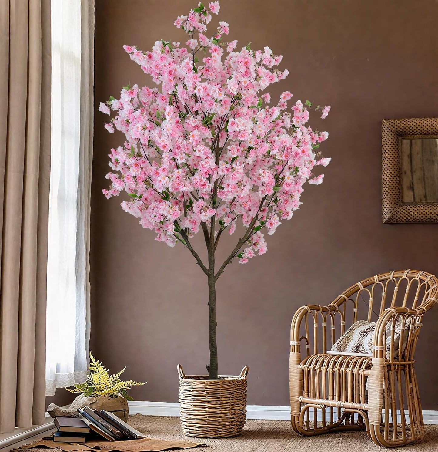 6FT Artificial Cherry Blossom Tree in Pot – Realistic Silk Faux Tree for Home, Party & Wedding Décor