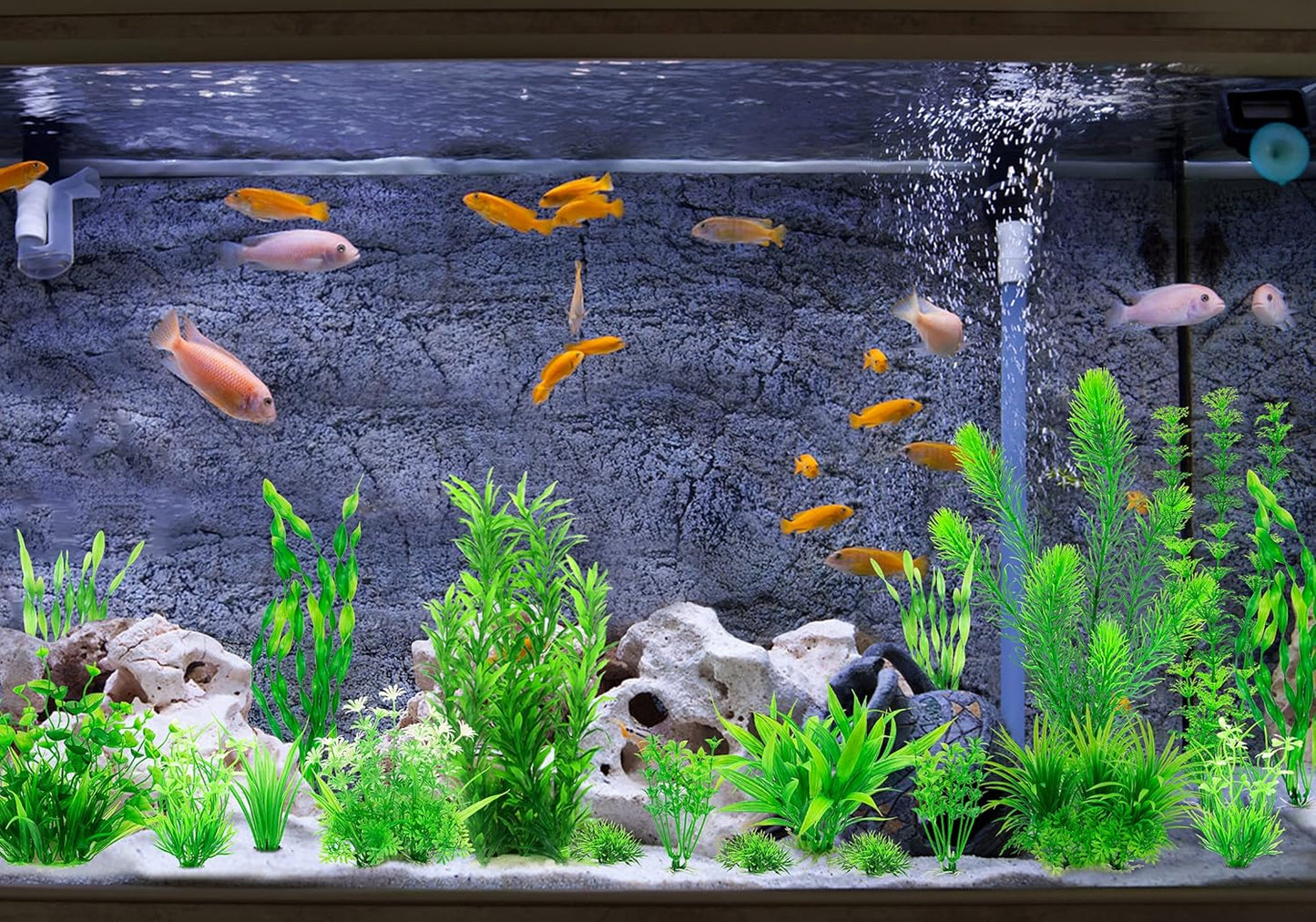 Aquarium Plants, 20 Pack Artificial Fish Tank Plants for Aquarium Decorations (Green)