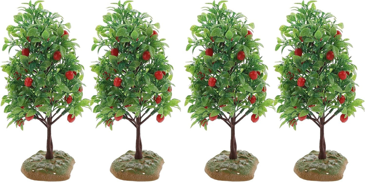 2Pcs Artificial Tree Model - Miniature Fruit Trees for Micro Landscape, Dollhouse, Sand Table Scenery Decor