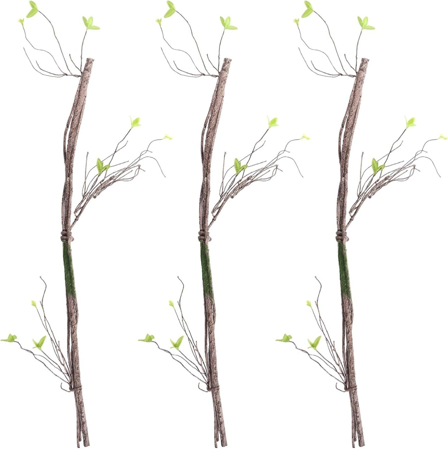 3 PCS Artificial Bendable Tree Branches, Realistic Faux Dried Branch with Moss, Flexible Vine-Style Twigs with Leaves, Craft Stems for Home Decor, Floral Arrangements, Wreaths, Seasonal Displays
