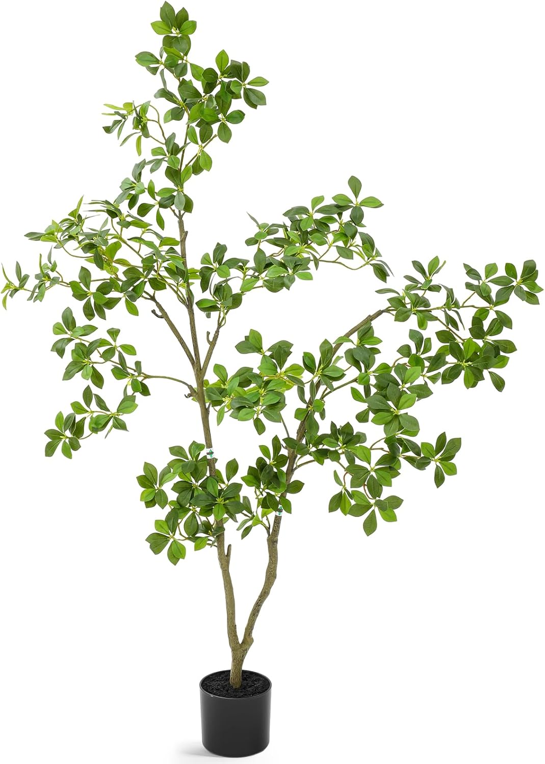 5ft Artificial Gardenia Tree Tall Fake Gardenia Mahonia Fortunei Tree with Black Pot, Lifelike Faux Plant for Indoor Outdoor Office Living Room Home Patio Greening Porch Decor