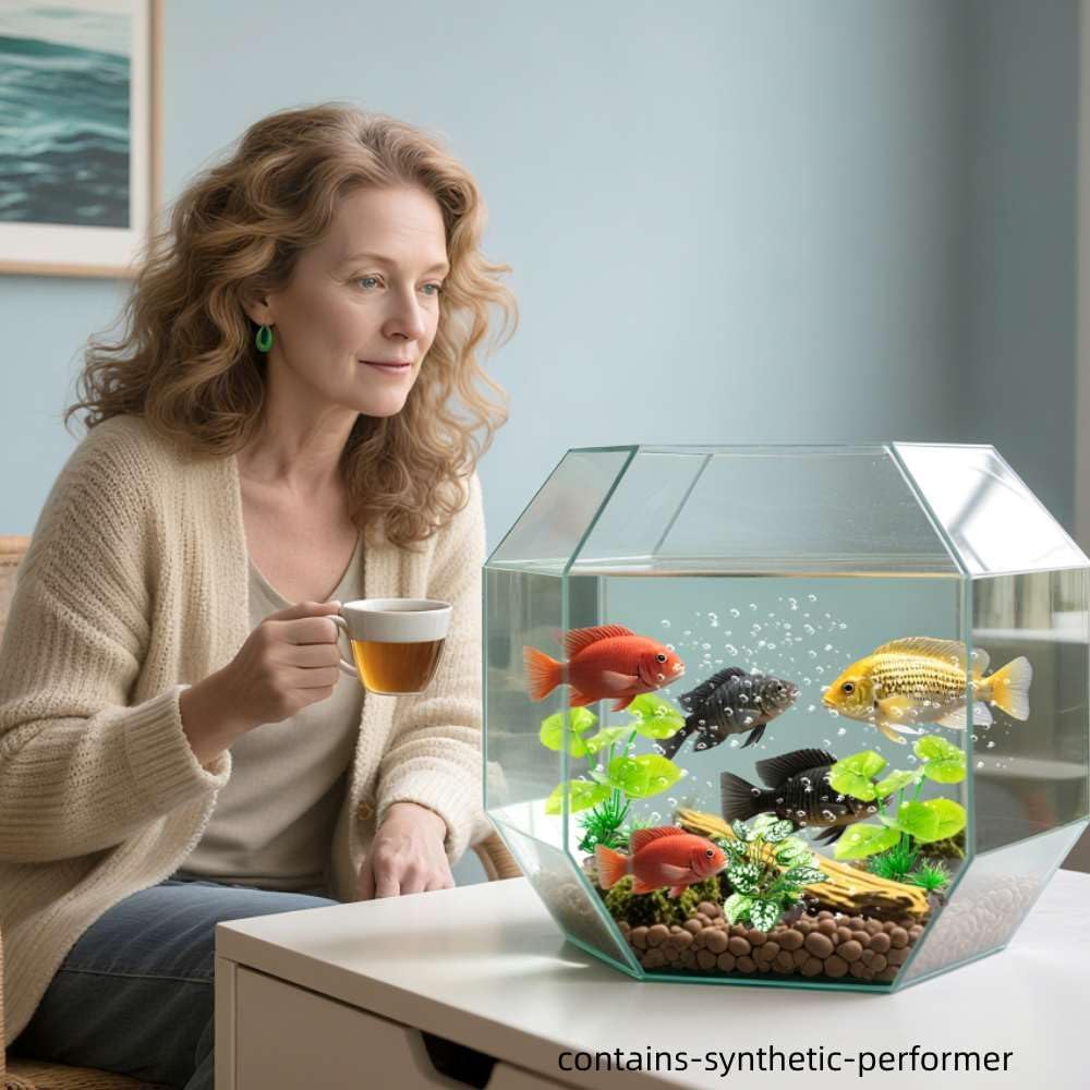 3-Pack Realistic Weighted Aquarium Plants Set for Betta Fish Tank with Base