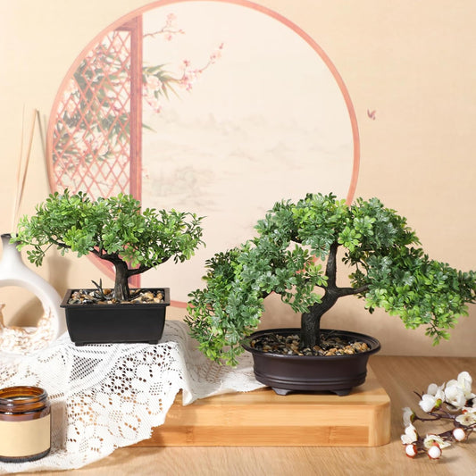 4 Pack Artificial Bonsai Tree, Indoor Small Fake Plants in Pots for Home Table Office Desk Bathroom Shelf Bookshelf Bedroom Living Room Farmhouse Decorations