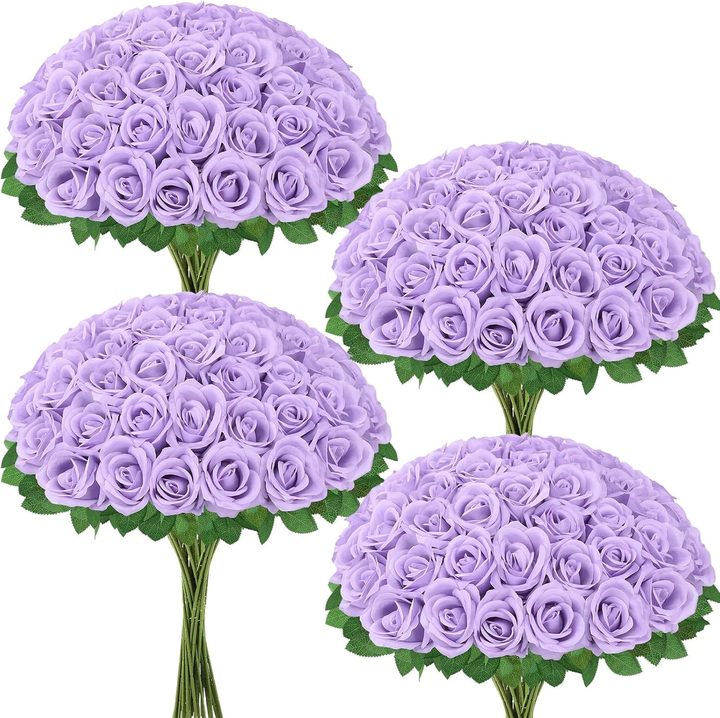 72 Pcs Artificial Roses Light Purple Fake Silk Roses Realistic Roses