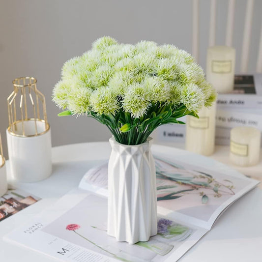 Fake Dandelion Flowers (White), Artificial Plants Plastic Shrubs Bushes Decor Faux Stems Outdoor Indoor Home Garden Party Wedding DIY Planting Filler Decoration