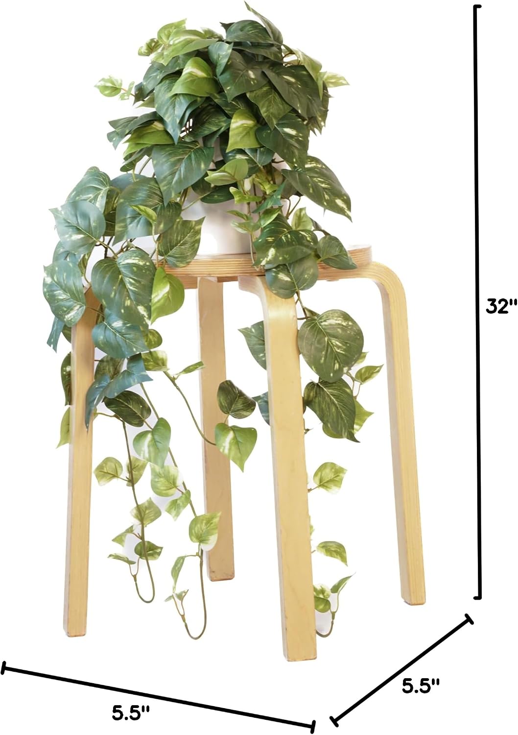 32" Fake Plant, Silk Faux Pothos Ivy Plant (Light Green)
