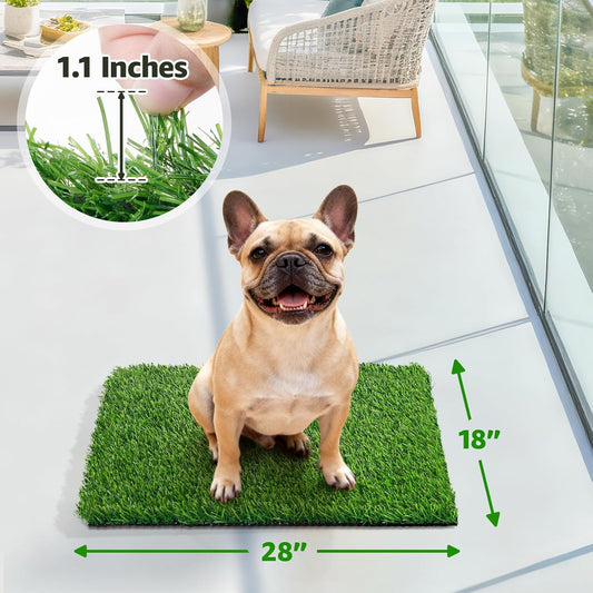 Artificial Grass Outdoor, 18x28" Grass Pad for Dogs Indoor Potty Training | Fake Grass Mat, with Drainage Holes, Easy to Clean, Washlable, Replacement Turf Rug for Patio Balcony Lawn Apartment Decor
