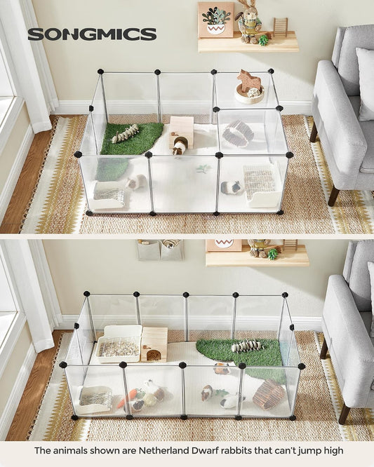 SONGMICS Pet Playpen with Floor, Small Animal Playpen