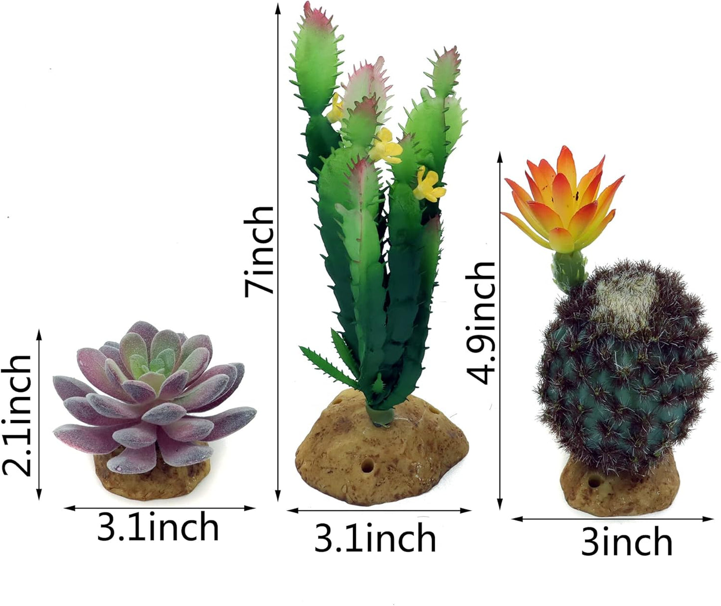 Reptile Terrarium Decor 2-Piece Realistic Succulent Set,Lifelike Plastic Plants for Geckos, Bearded Dragons,Snakes,Turtles,Lizards,Insects Reptile Habitats