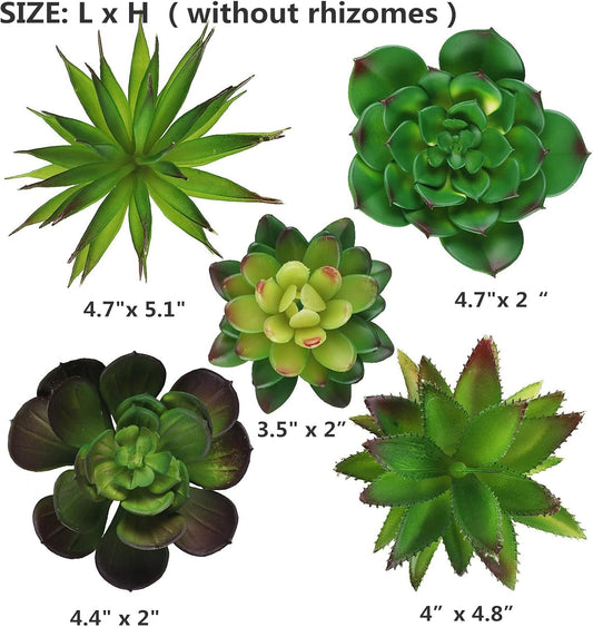 5 Pcs Artificial Succulents Set, Realistic Fake Succulents Unpotted