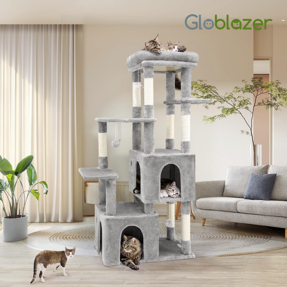Heavy Duty Cactus Cat Trees for Big Cats Maine Coon, F61, Green